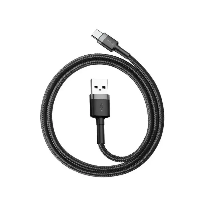 Baseus Cafule USB-A naar USB-C kabel 3 meter – nylon gevlochten, snelladen tot 2A met Quick Charge en datatransfer 480 Mbps, zwart