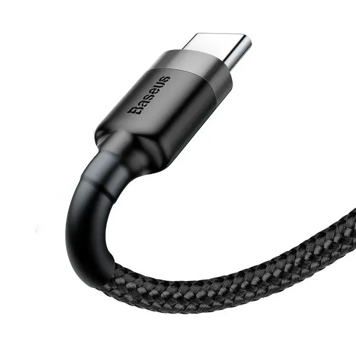 Baseus Cafule USB-A naar USB-C kabel 3 meter – nylon gevlochten, snelladen tot 2A met Quick Charge en datatransfer 480 Mbps, zwart