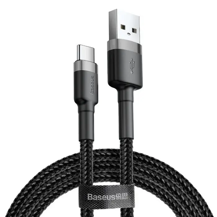 Baseus Cafule USB-A naar USB-C kabel 3 meter – nylon gevlochten, snelladen tot 2A met Quick Charge en datatransfer 480 Mbps, zwart