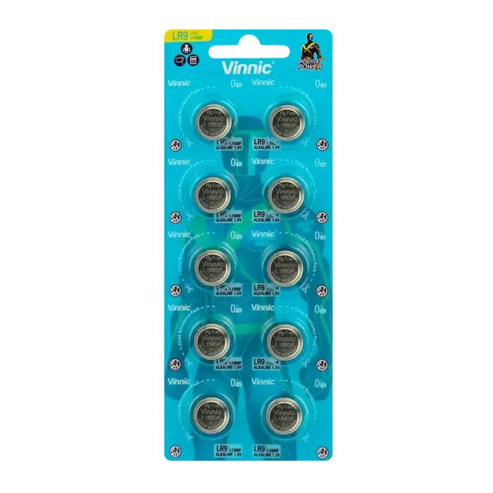 Vinnic LR9 Alkaline Knoopcel Batterijen 1.5V - Blisterverpakking à 10 Stuks