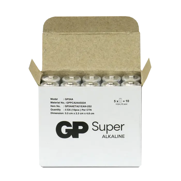 GP AAA Super Alkaline Batterijen LR03 1,5V - Voordeelverpakking van 10 stuks