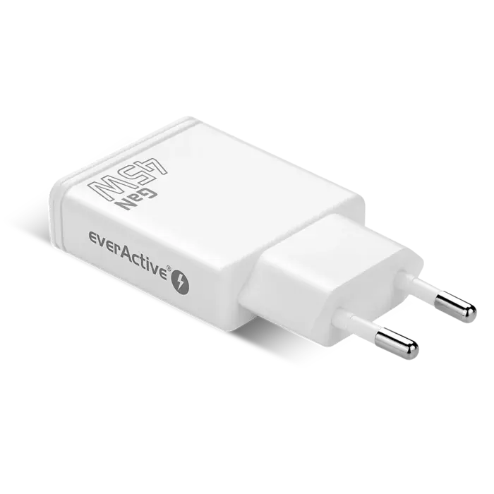 everActive GaN Super Slim Snellader 45W met USB QC3.0 en USB-C PD, slechts 16mm dun