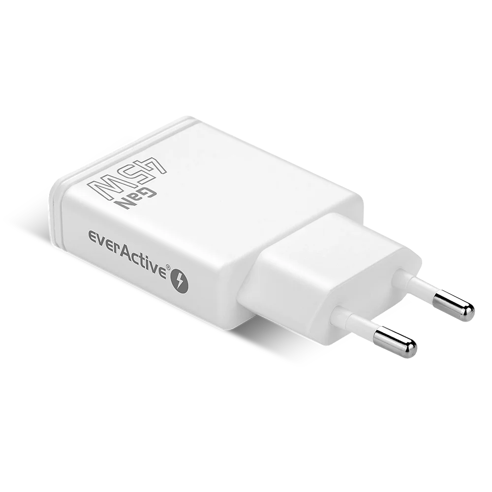 everActive GaN Super Slim Snellader 45W met USB QC3.0 en USB-C PD, slechts 16mm dun