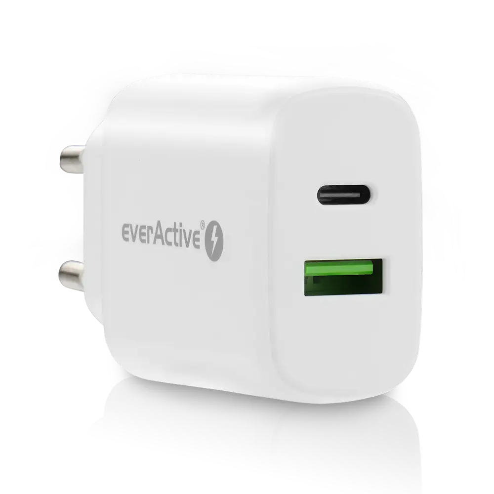 EverActive Compacte Snellader 25W met USB Quick Charge 3.0 en USB-C Power Delivery