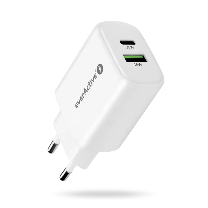 EverActive Compacte Snellader 25W met USB Quick Charge 3.0 en USB-C Power Delivery