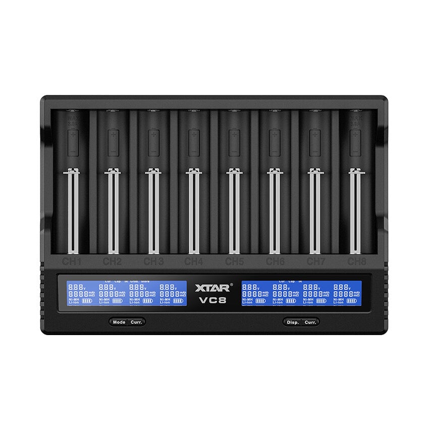 XTAR XTAR VC8 Gen 2 - 8-Kanaals Processorlader voor Li-ion en Ni-MH Batterijen met LCD-scherm