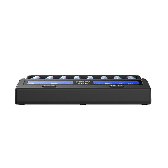 XTAR XTAR VC8 Gen 2 - 8-Kanaals Processorlader voor Li-ion en Ni-MH Batterijen met LCD-scherm