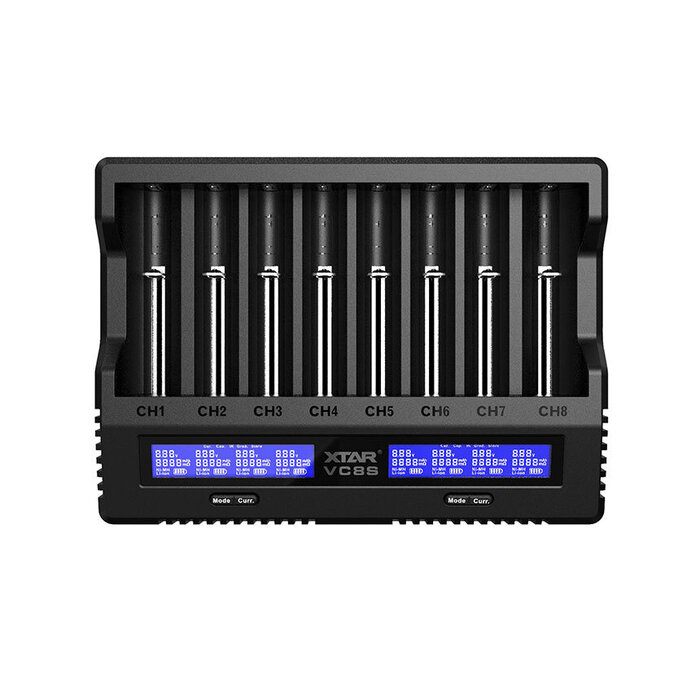 XTAR XTAR VC8S 8-Kanaals Batterijlader met Capaciteitstest, Interne Weerstandsmeting en PD-Snelladen