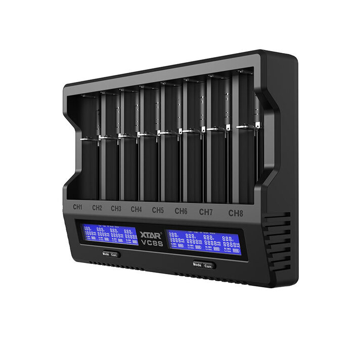 XTAR XTAR VC8S 8-Kanaals Batterijlader met Capaciteitstest, Interne Weerstandsmeting en PD-Snelladen