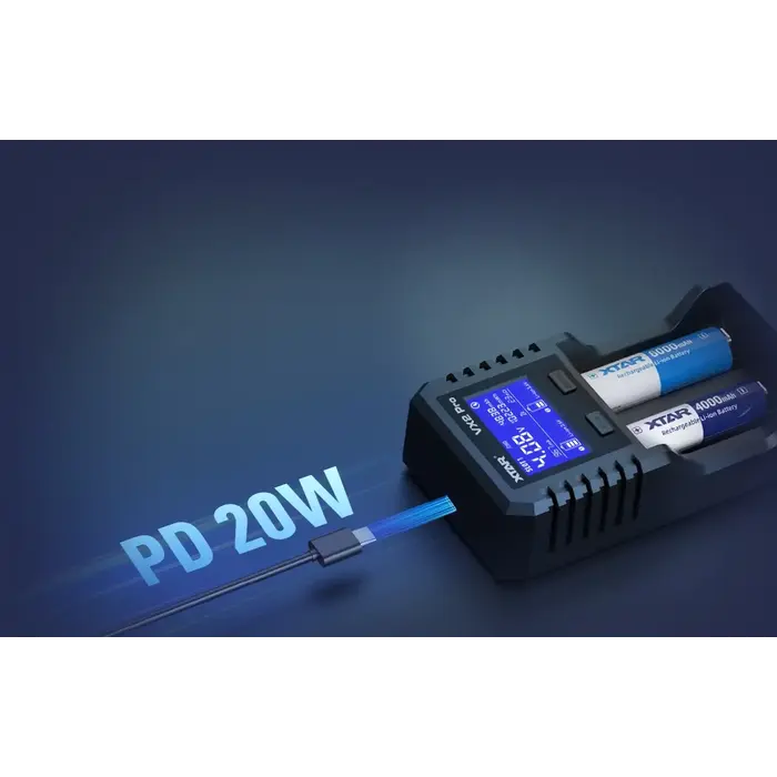 XTAR XTAR VX2 Pro Multifunctionele Lader voor 1,5V Li-ion, 3,6/3,7V Li-ion, LiFePO4 en Ni-MH Batterijen
