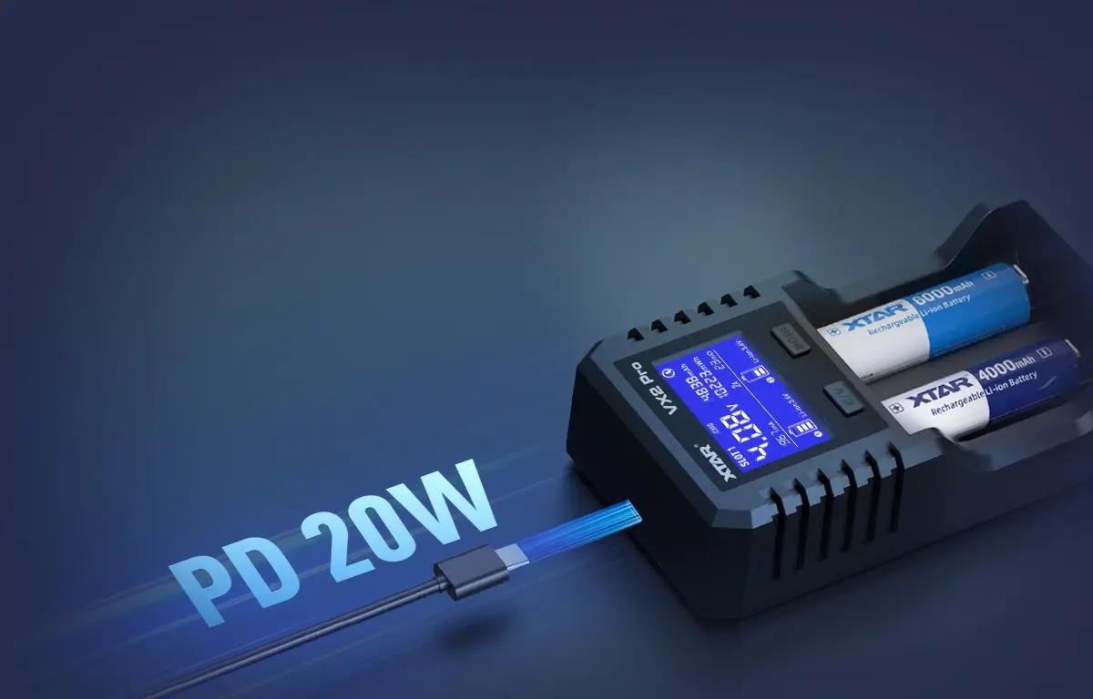 XTAR XTAR VX2 Pro Multifunctionele Lader voor 1,5V Li-ion, 3,6/3,7V Li-ion, LiFePO4 en Ni-MH Batterijen