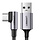 USB-A naar USB-C kabel met haakse 90° connector, 1 meter, snelladen tot 3A