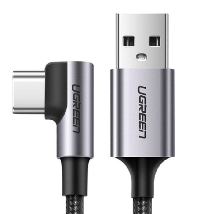 Ugreen USB-A naar USB-C kabel met haakse 90° connector, 1 meter, snelladen tot 3A