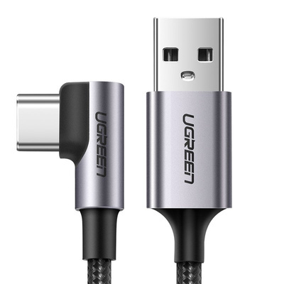 Ugreen USB-A naar USB-C kabel met haakse 90° connector, 1 meter, snelladen tot 3A