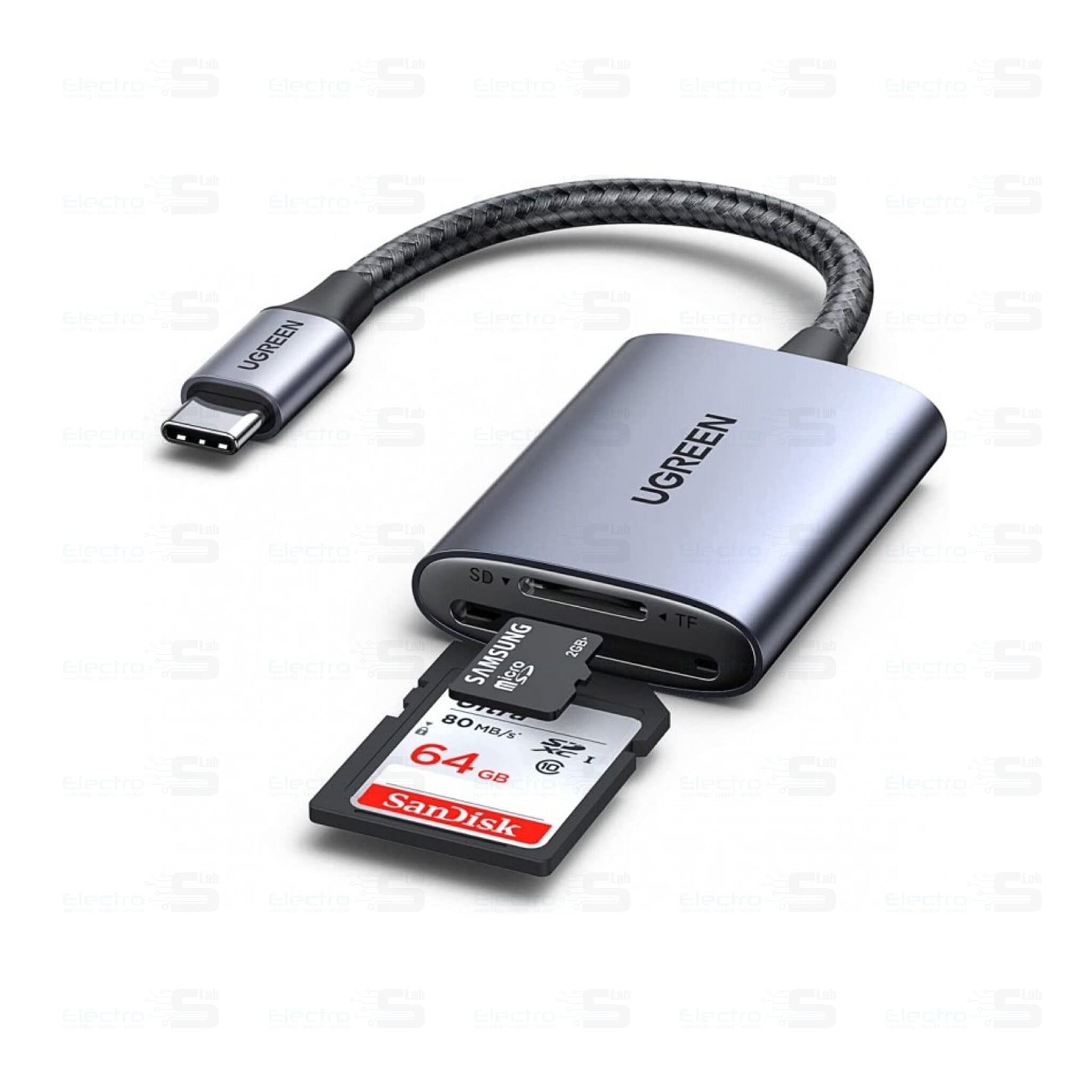 Ugreen USB-C 3.1 kaartlezer voor SD en microSD, tot 90 MB/s, aluminium behuizing