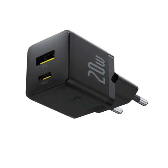 Baseus 20W snellader met USB-A en USB-C PD 3.0 poort, inclusief 1m USB-C kabel