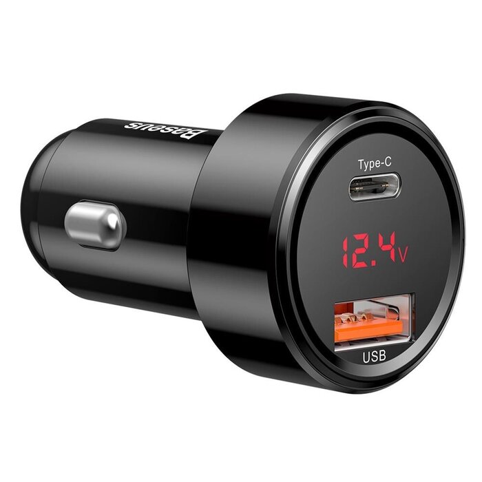 Baseus 45W snelle autolader met USB-C PD 3.0 en USB-A QC 3.0, led-voltmeter, 12-24V, type BS-C20C (CCMLC20C-01)