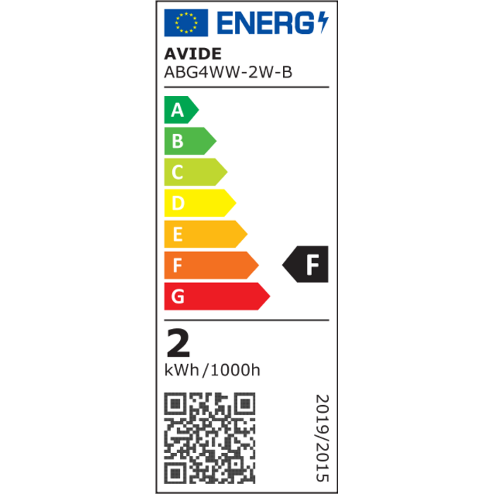 Avide LED insteeklamp G4 2W, 12V DC, 3000K warm wit, 200 lumen, niet dimbaar, type ABG4WW-2W-B