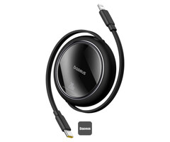 Baseus Free2Pull Oprolbare USB-C naar Lightning Kabel 20W 1 m - Zwart