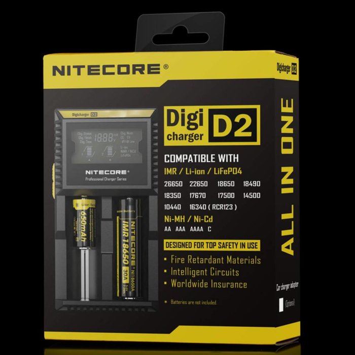 Nitecore Nitecore D2 digichareger  batterij lader voor Li-ion/Nimh/Ni-Cd batterijen