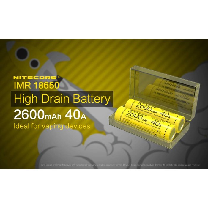 Nitecore Nitecore IMR18650 li-ion high drain flat head 2600mAh/40A 2 pack