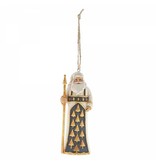 Jim Shore Black & Gold Santa hanging ornament (met staf)