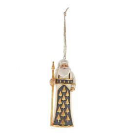 Black & Gold Santa ornament (met staf)