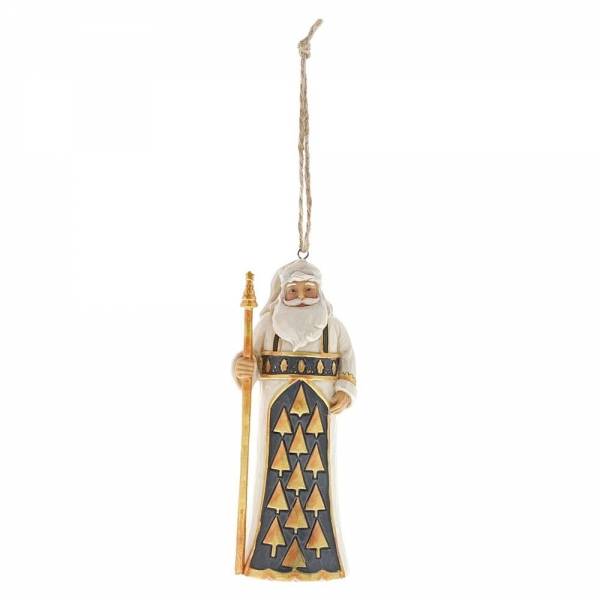 Jim Shore Black & Gold Santa hanging ornament (met staf)
