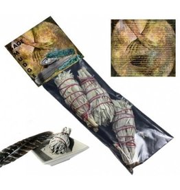 Smudgestick witte salie 10 cm - set van 3