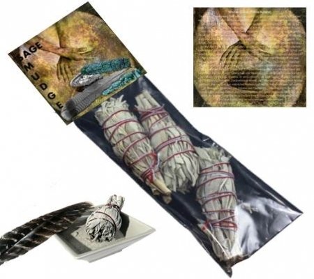 Smudgestick witte salie 10 cm - set van 3