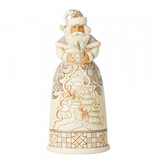 White Woodland Santa with Globe - kerstman