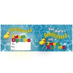 Bliklabel - Gefeliciteerd met je zwemdiploma!