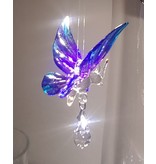 Suncatcher vlinder van glas en kristal paars/blauw