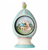 Jim Shore Revolving Egg with Bunnies and Chicks - Paasei