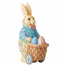 Jim Shore Bunny Pushing Cart of Eggs