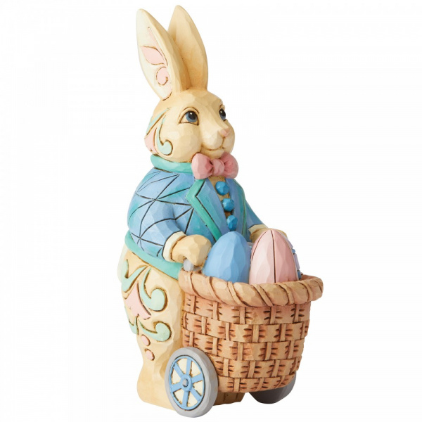 Jim Shore Bunny Pushing Cart of Eggs - paashaas