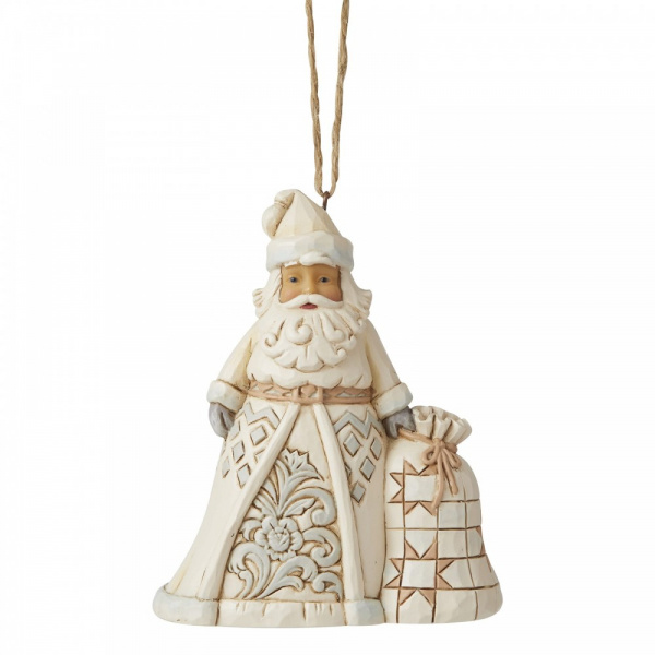 Jim Shore White Woodland Santa with Toybag ornament