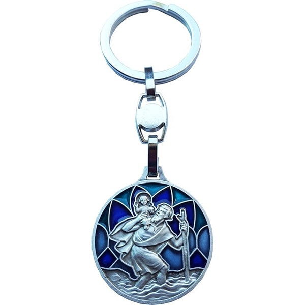 Christoffel sleutelhanger groen-blauw