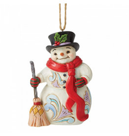 Snowman with Long Scarf and broom ornament