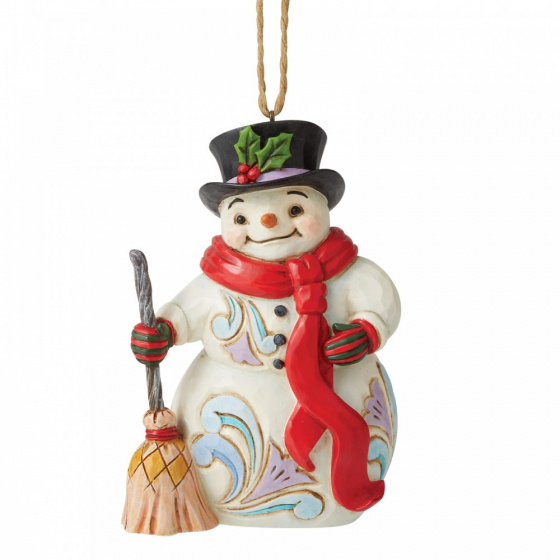 Jim Shore Snowman with Long Scarf and broom ornament