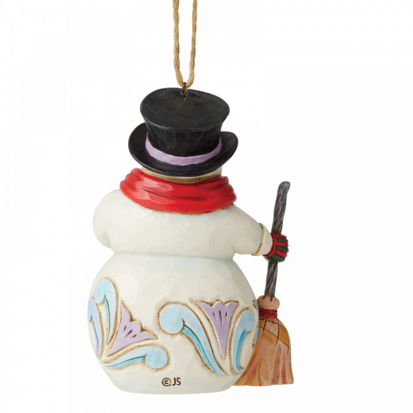 Jim Shore Snowman with Long Scarf and broom ornament