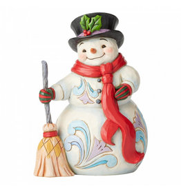 Jim Shore Snowman With Broom and Long Scarf