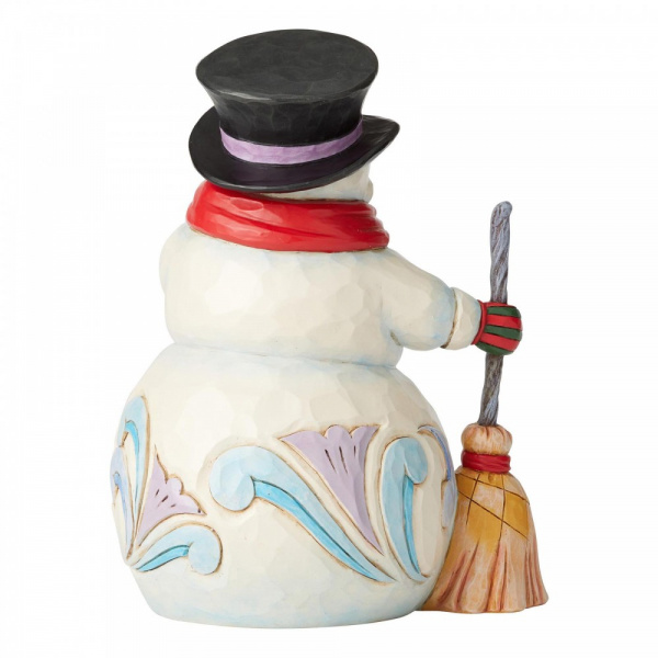 Jim Shore Snowman With Broom and Long Scarf