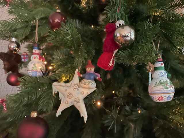 Jim Shore Snowman with Long Scarf and broom ornament