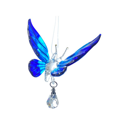 Suncatcher vlinder van glas en kristal (saffier)