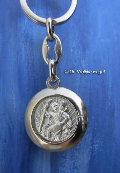 Christoffel sleutelhanger blauw/zilver
