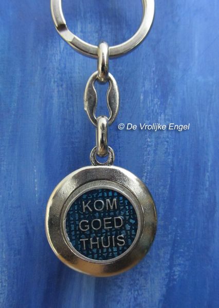 Christoffel sleutelhanger blauw/zilver