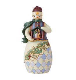 Snowman Holding Nativity Creche