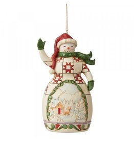Jim Shore Red and Green Snowman Hanging Ornament