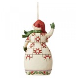 Jim Shore Red and Green Snowman Hanging Ornament